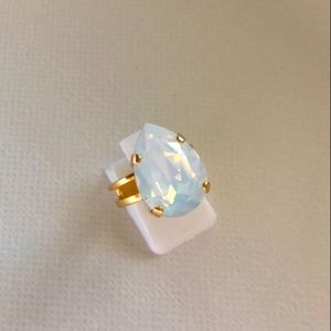 White Opal + Gold Pear Crystal Ring